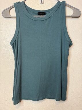 Halogen Teal Ribbed Tank Top Size Small Basics Layering Capsule Closet Summer